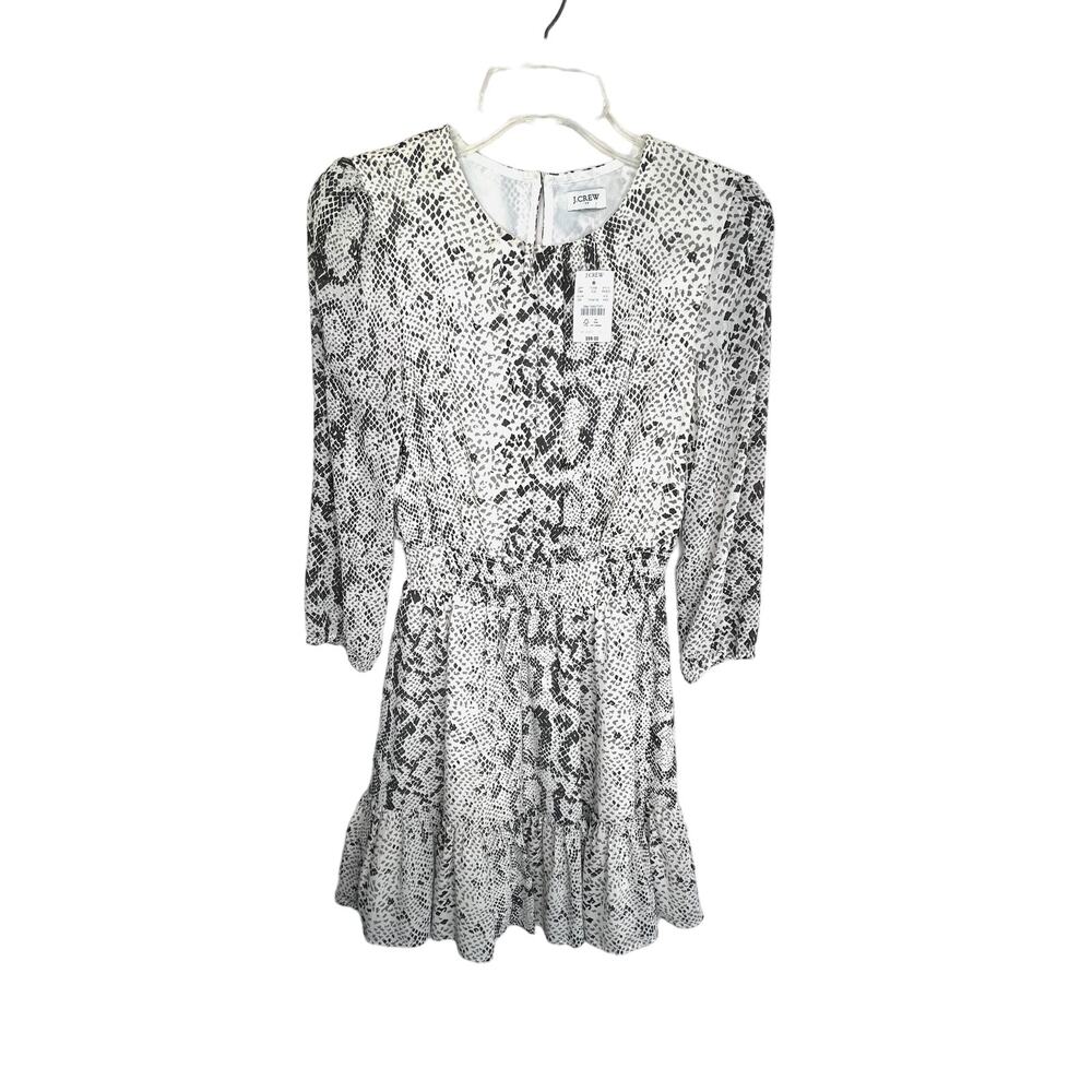 NWT J. Crew women's snake print smocked dress, size XXS